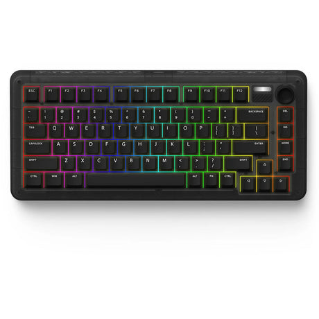 Iqunix zx75 dark side wireless mechanical keyboard (zwart, us lay-out (qwerty), cherry mx red, 75%, rgb leds, hot-swappable, double-shot pbt, 2.4ghz | bluetooth 5.1 | usb-c)