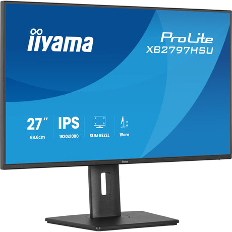 Iiyama prolite xb2797hsu-b1 27 monitor (zwart, 1x displayport, 1x hdmi, 2x usb-c, 2x usb-a, 120 hz)