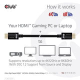 Club 3d ultra high speed hdmi 2.1 gecertificeerde kabel male-male (zwart, 3 meter, 4k 120hz, 8k 60hz, 48gbps)