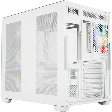 Xyz pc gear tesseract x midi tower behuizing (wit | 2x usb-a | 1x usb-c | tempered glass)