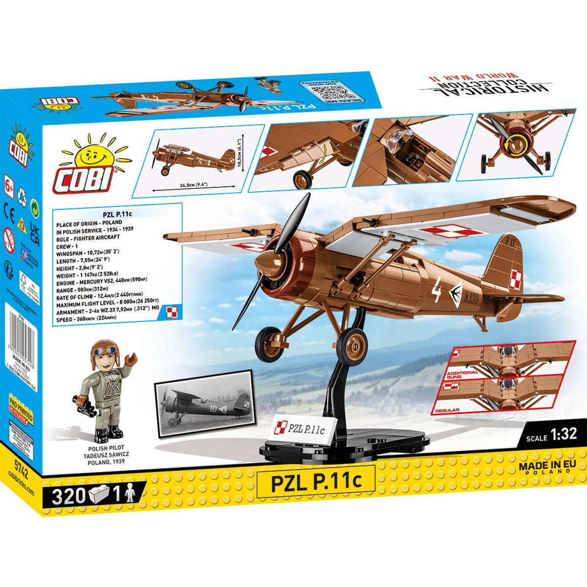 Cobi historical collection - pzl p.11c constructiespeelgoed (schaal 1:32)