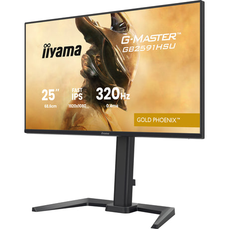 Iiyama g-master gold phoenix gb2591hsu-b1 24.5 gaming monitor (zwart (mat), 320 hz, hdmi, displayport, usb, audio)