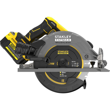 Stanley fatmax v20 18v cirkelzaag 190mm handcirkelzaag (zwart geel, accu en oplader inbegrepen, met koffer)