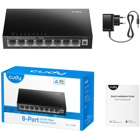 Cudy 8-port 10 100 mbps desktop switch (zwart)