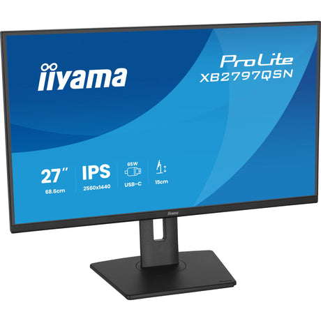 Iiyama prolite xb2797qsn-b1 27 monitor (zwart, 1x displayport, 1x hdmi, 2x usb-c, 2x usb-a, 1x rj-45)