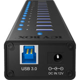 Icy box ib-ac6113 usb-hub (zwart, 13x usb 3.0, 1x usb oplaadpoort)