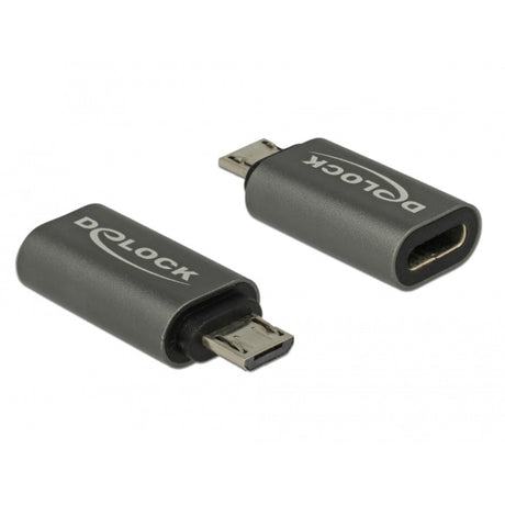 Delock adapter usb 2.0 micro-b male to usb type-c 2.0 female (antraciet)