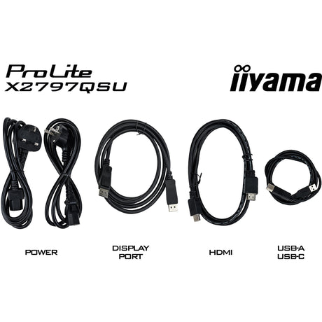 Iiyama prolite x2797qsu-b1 27 monitor (zwart (mat), 1x displayport, 2x hdmi, 2x usb-c, 2x usb-a)
