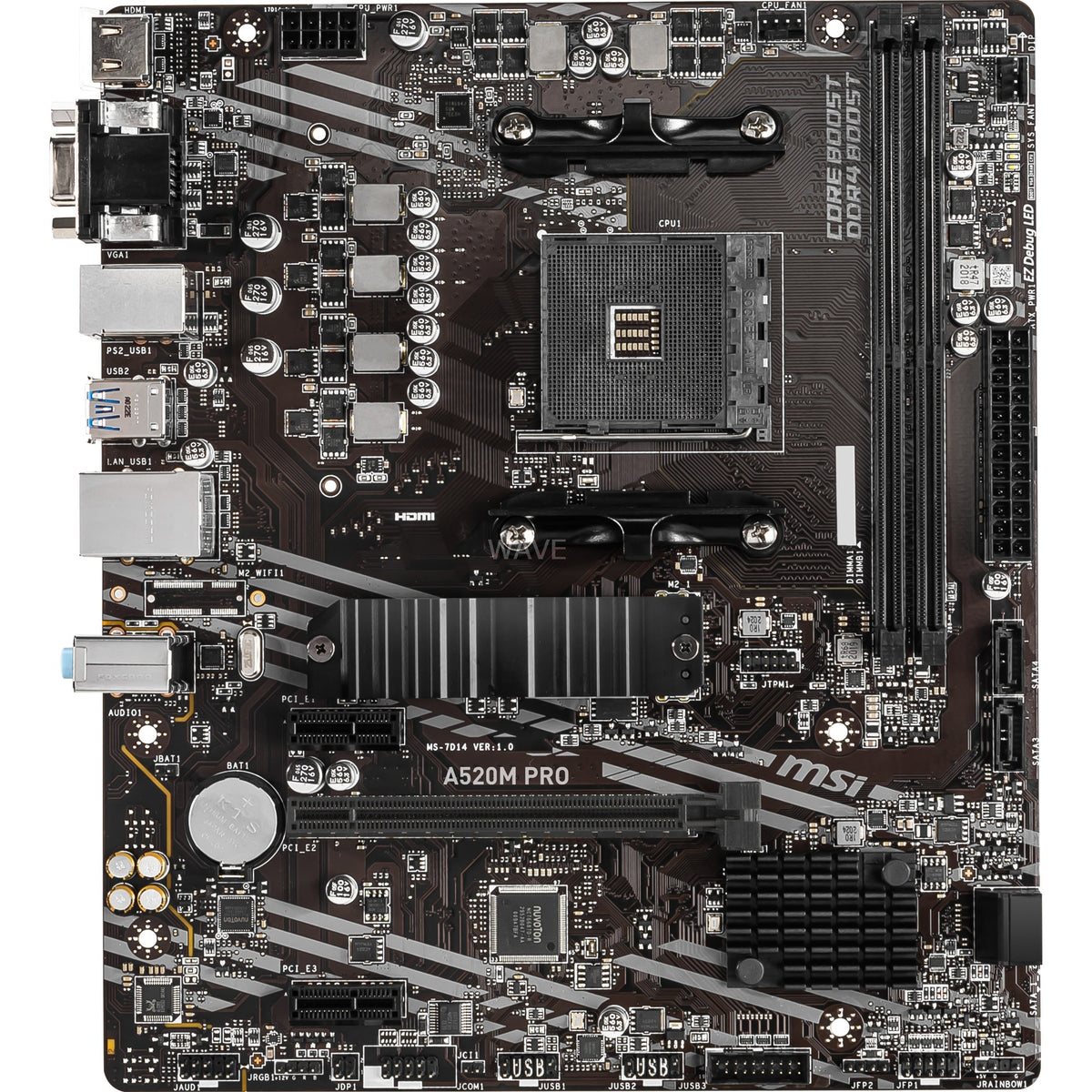 Msi a520m pro socket am4 moederbord (raid, gb-lan, sound, µatx)