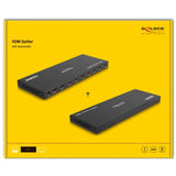 Delock hdmi splitter 1x hdmi in > 8x hdmi out, 4k 60hz (zwart, met downscaler)