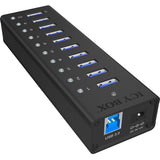Icy box ib-ac6110 usb-hub (zwart, 10x usb 3.0 poorten)