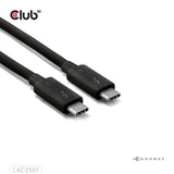 Club 3d thunderbolt 5 gecertificeerde 8k240hz kabel (zwart, data 80 120 gbps, epr 240 watt,1 meter)