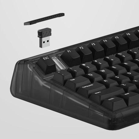 Iqunix og80 dark side wireless mechanical keyboard (zwart, us lay-out (qwerty), gateron red, 80% (tkl), rgb leds, hot-swappable, pbt, 2.4ghz | bluetooth 5.1 | usb-c)