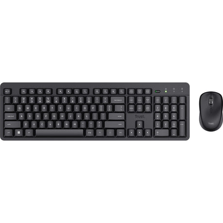 Trust ody ii stille draadloze toetsenbord- en muisset desktopset (zwart, us lay-out (qwerty), membraan, 100%, 800 dpi - 1.600 dpi)