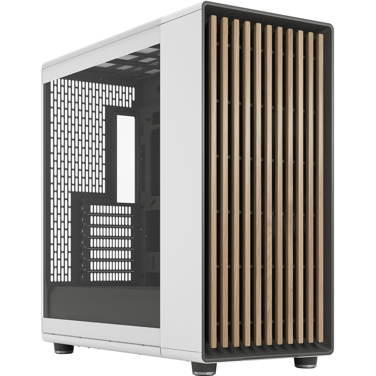 Fractal design north xl rc chalk white tg clear midi tower behuizing (wit houtkleur | 2x usb-a | 1x usb-c | tempered glass)