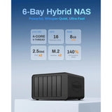 Terramaster f6-424 nas (zwart, 2x 2.5gbe, hdmi, usb)