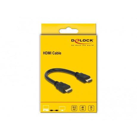 Delock high speed hdmi-a met ethernet adapterkabel (zwart, 25 centimeter, 4k)