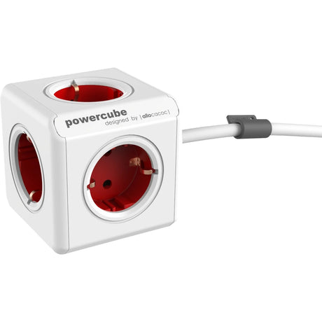 Allocacoc powercube extended stekkerdoos (wit rood, 5x stekker)