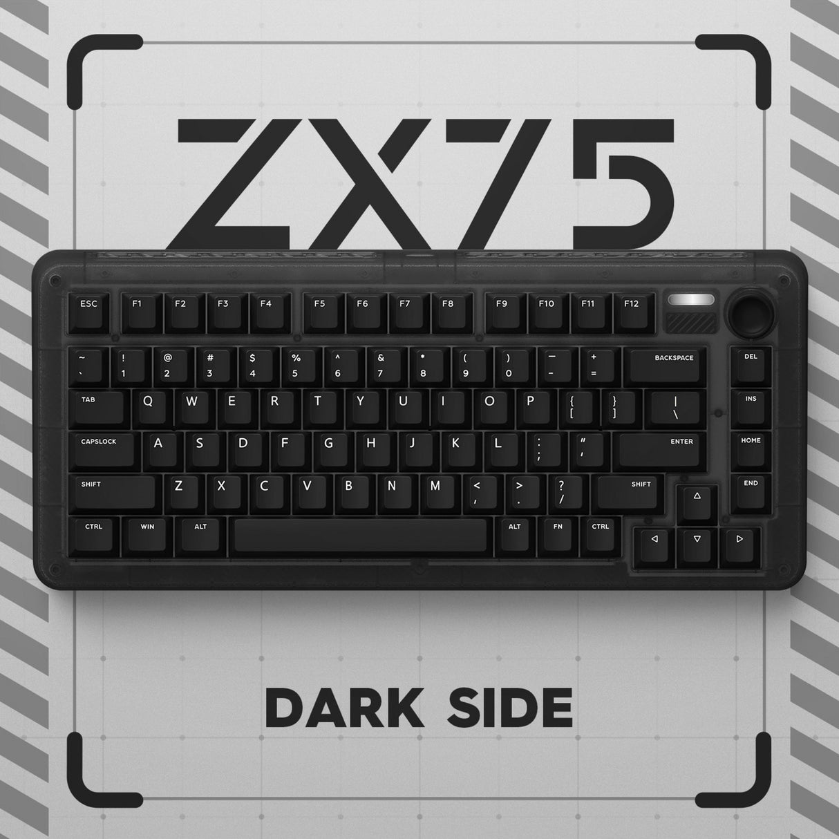Iqunix zx75 dark side wireless mechanical keyboard (zwart, us lay-out (qwerty), gateron brown, 75%, rgb leds, hot-swappable, double-shot pbt, 2.4ghz | bluetooth 5.1 | usb-c)