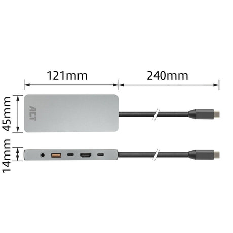 Act connectivity usb-c 4k 8k 60hz dockingstation (grijs)