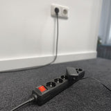 Act connectivity act stekkerdoos met lichtgevende schakelaar, 6 sockets, 3 m, zwart ac2465