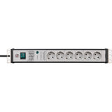 Brennenstuhl premium-line 60.000a stekkerdoos met overspanningsbeveiliging 6-voudig zwart lichtgrijs 3m h05vv-f 3g1,5 19 formaat
