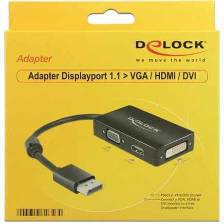 Delock displayport > vga hdmi dvi adapter (zwart)
