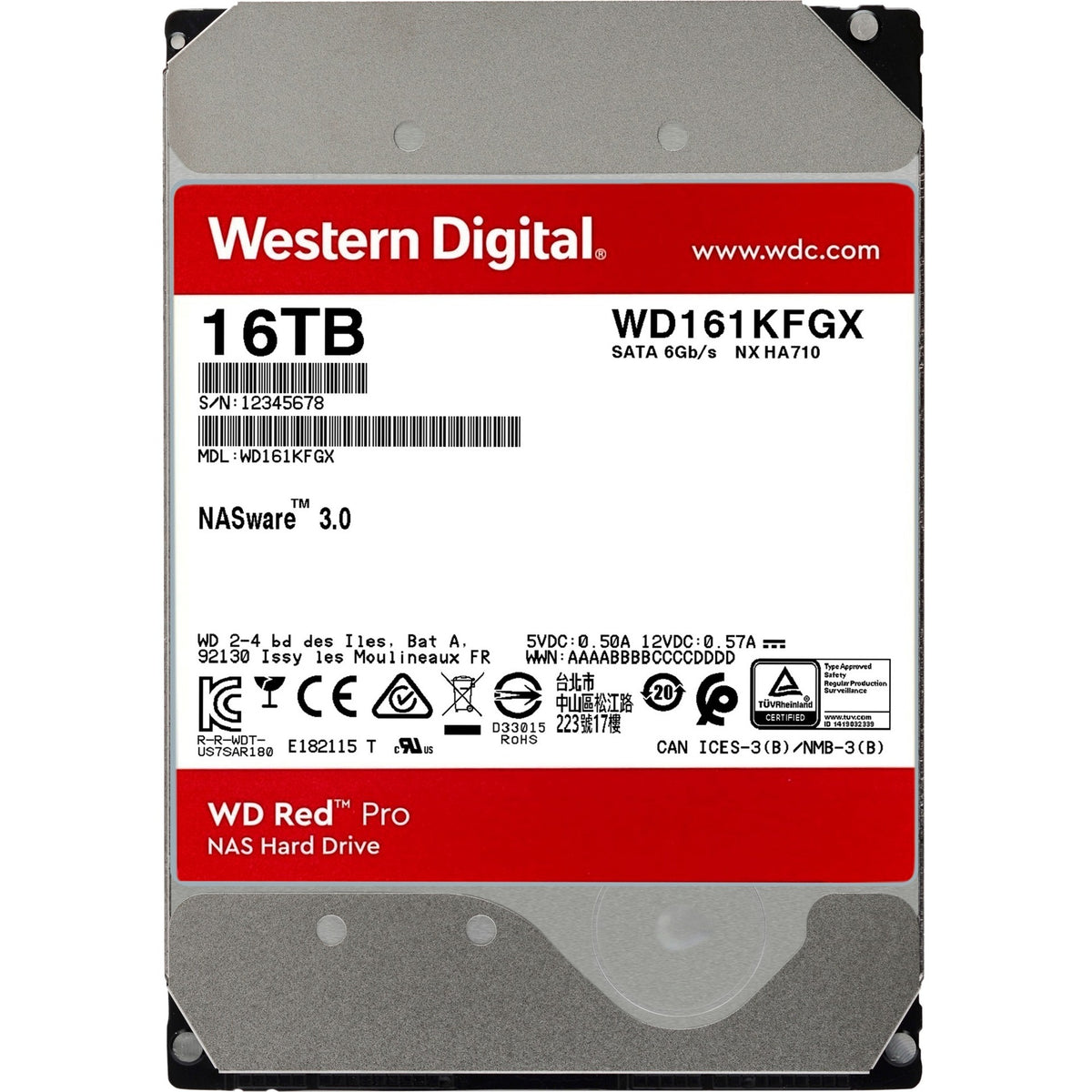 Wd red pro 16 tb harde schijf (161kfgx, sata 600, 24 7, af)