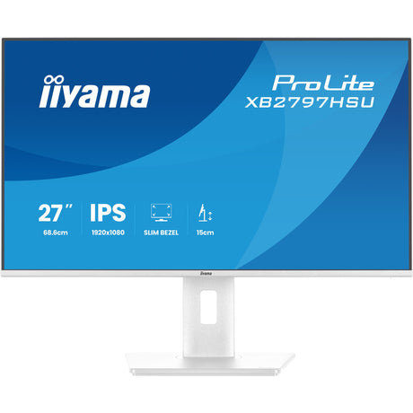 Iiyama prolite xb2797hsu-w1 27 monitor (wit (mat), 120 hz, hdmi, displayport, usb, audio)