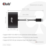 Club 3d displayport quad monitor hub mst 4x 4k30hz displayport splitter (zwart)