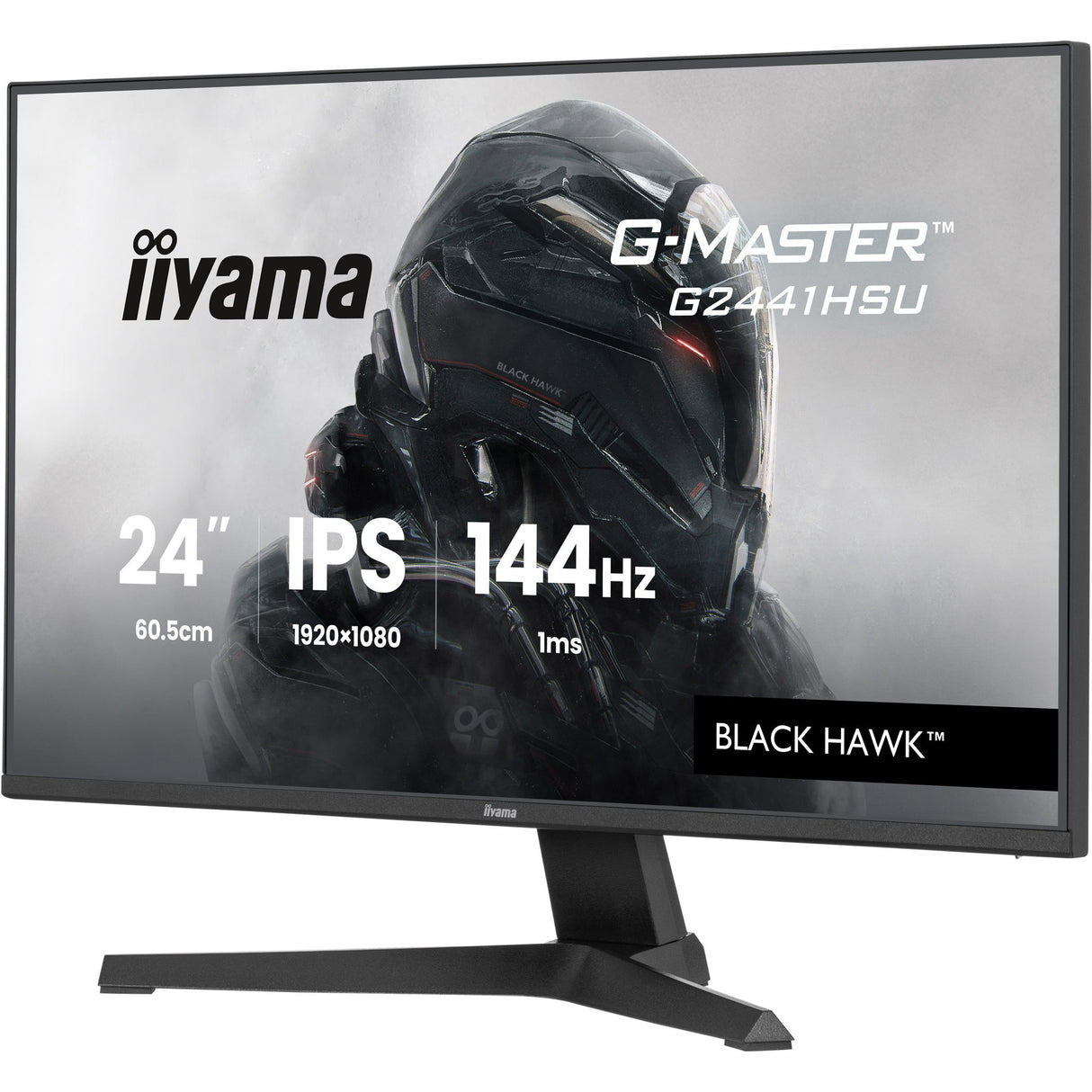 Iiyama g-master black hawk g2441hsu-b1 23.8 gaming monitor (zwart, hdmi, displayport, 2x usb-a, usb-b, 144 hz)