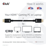 Club 3d ultra high speed hdmi 2.1 gecertificeerde kabel male-male (zwart, 2 meter, 4k 120hz, 8k 60hz, 48gbps)