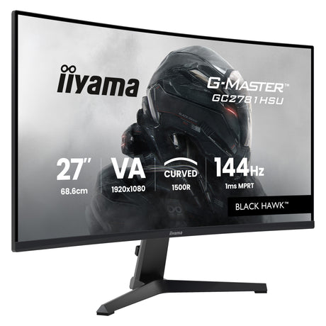Iiyama g-master black hawk g2471hs-b1 27 curved gaming monitor (zwart, 1x displayport, 1x hdmi, 2x usb-a, 144 hz)
