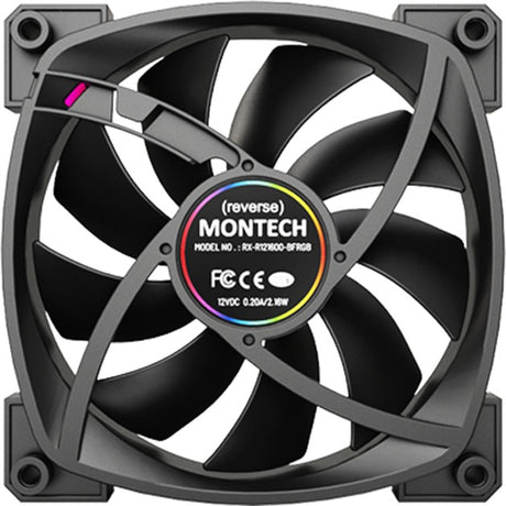 Montech rx120 pwm rgb case fan (zwart, 120 x 25 x 120 mm, 3-pin argb)