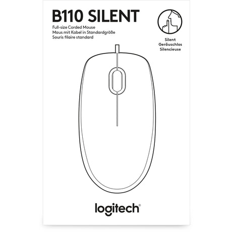 Logitech b110 silent muis (zwart, 1000 dpi)