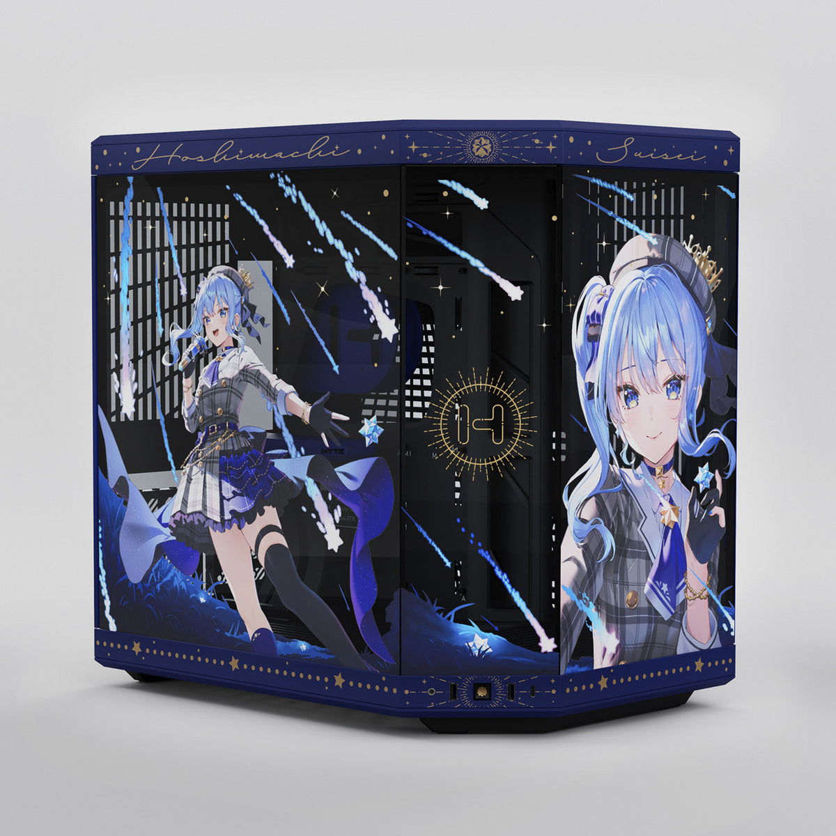 Hyte hoshimachi suisei y70 midi tower behuizing (blauw | 2x usb-a | 1x usb-c | tempered glass)