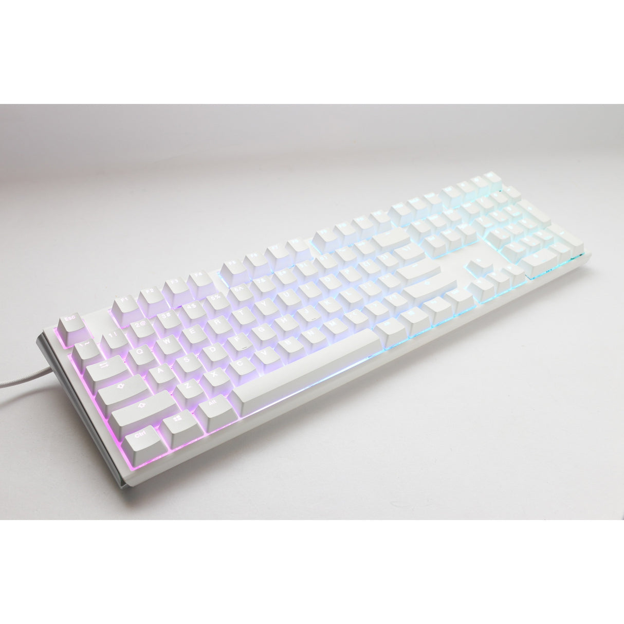 Ducky one 3 classic pure white, toetsenbord (wit, us lay-out, cherry mx blue, rgb led, double-shot pbt, hot-swappable, quack mechanics)