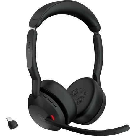 Jabra evolve2 55, incl. oplaadstandaard on-ear headset (zwart, stereo, uc, usb-c, link380c)