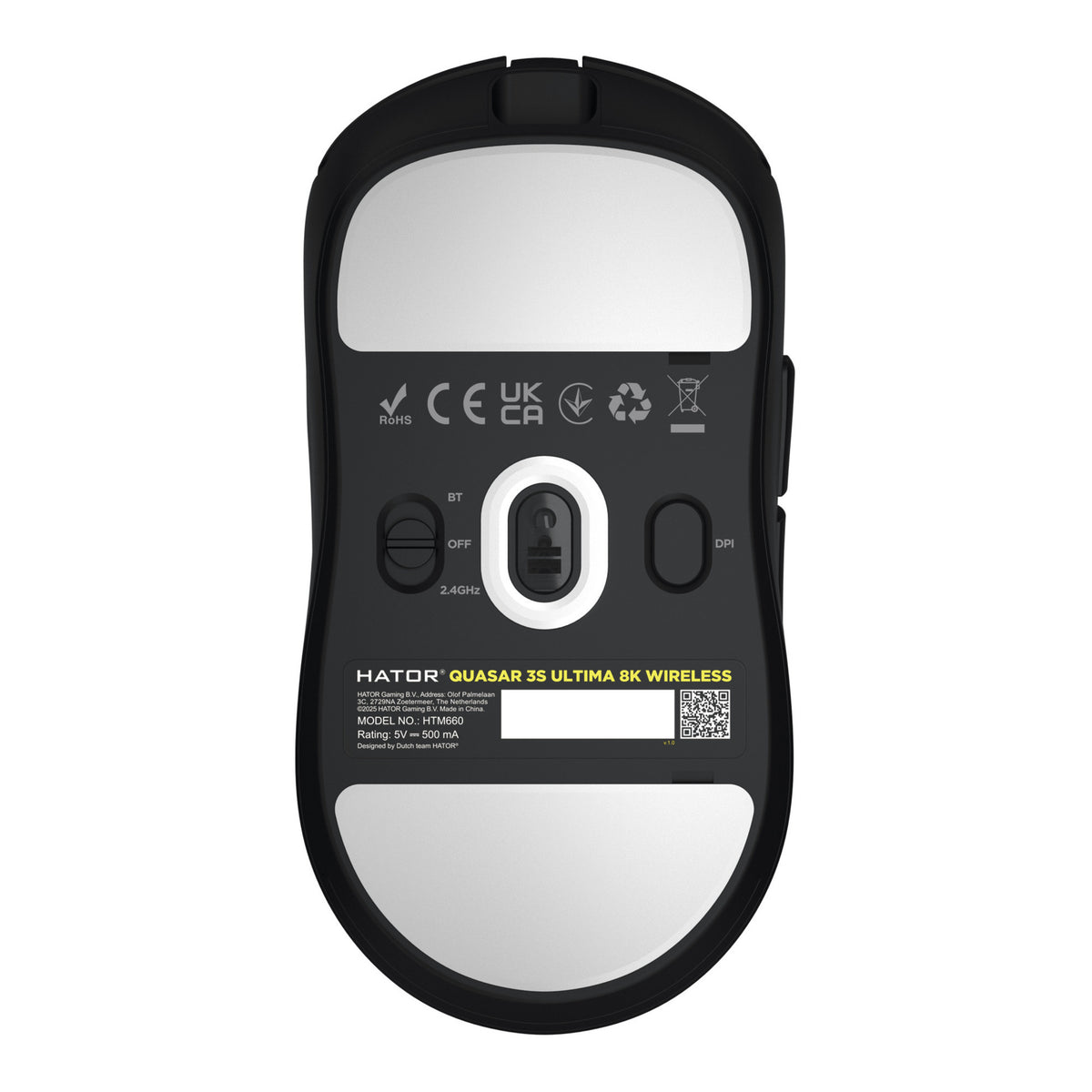 Hator quasar 3s ultima 8k wireless gaming muis (zwart, 30 000 dpi, 2.4 ghz bluetooth usb)