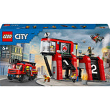 Lego city - brandweerkazerne en brandweerauto constructiespeelgoed (60414)