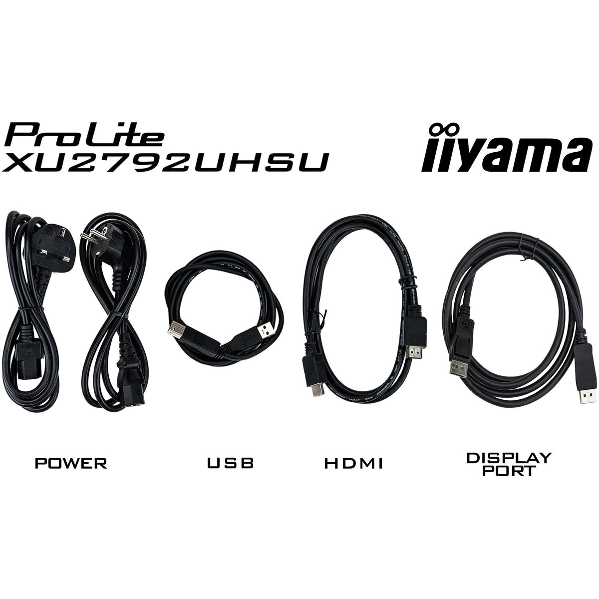 Iiyama prolite xu2792uhsu-b6 27 4k ultra hd monitor (zwart, 1x displayport, 1x hdmi, 1x usb-c, 3x usb-a)