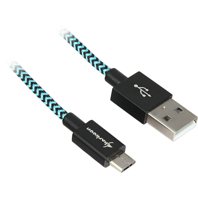 Sharkoon usb-a 2.0 naar micro-usb-b kabel (zwart lichtblauw, 0,5 meter)