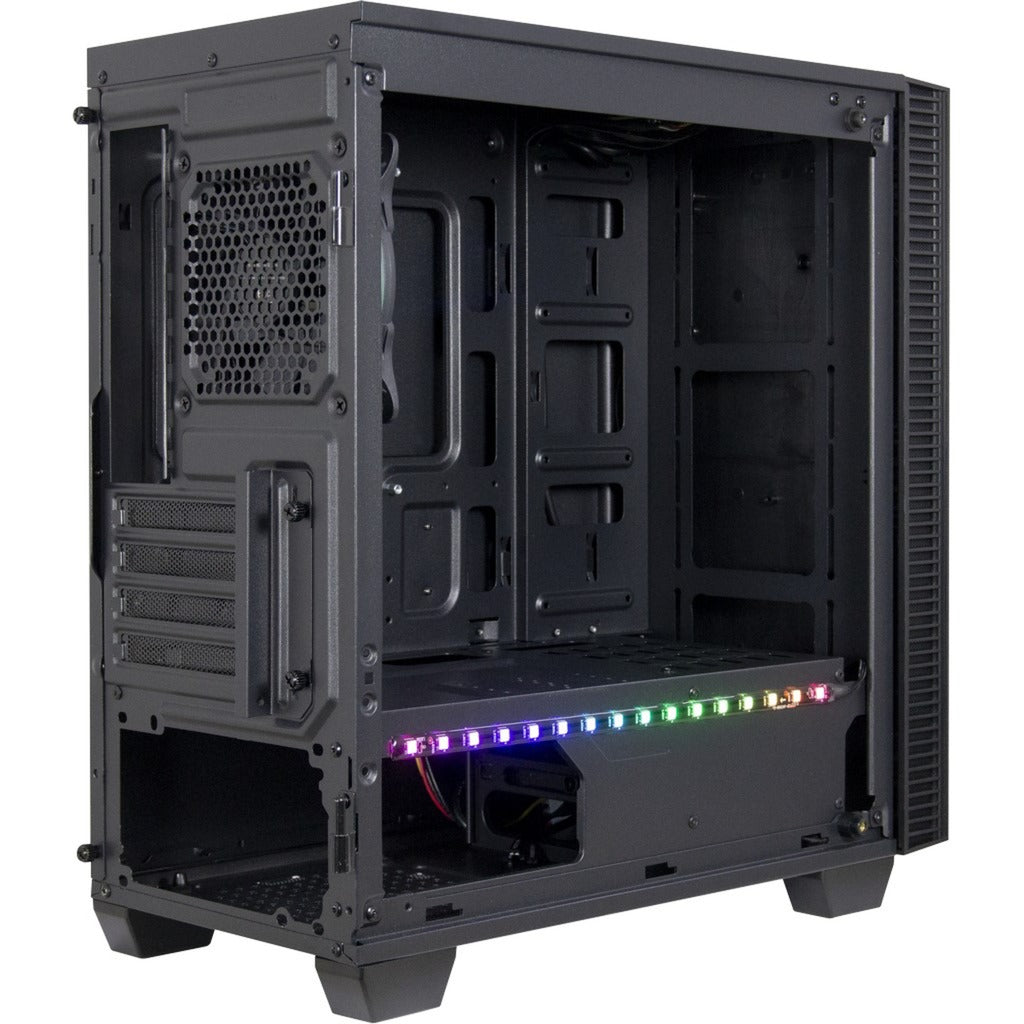 Inter-tech x-608 infinity micro midi tower behuizing (zwart | 1x usb-a | 1x usb-c | rgb | window)