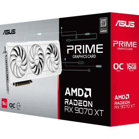 Asus prime radeon rx 9070 xt oc white grafische kaart (wit, 3x displayport, 1x hdmi 2.1, rdna4)