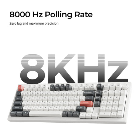 Keychron q5 ultra-m3 8k wireless custom mechanical keyboard (wit, us lay-out (qwerty), silk pom banana, 96%, rgb, hot swap, 8k, 2.4 ghz | bluetooth 5.2 | usb-c)