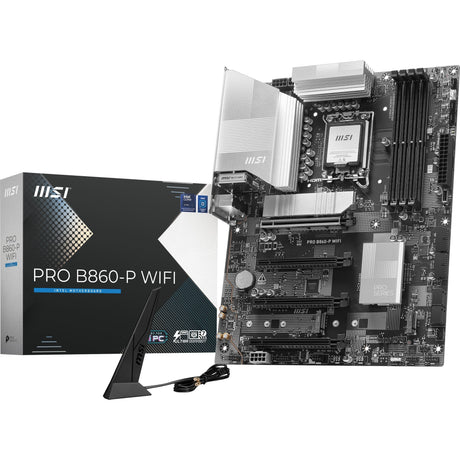 Msi pro b860-p wifi socket 1851 moederbord (zilver, raid, 5gb-lan, wi-fi 7, bt, sound, atx)