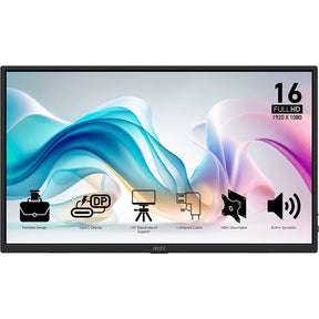 Msi pro mp165 e6 15.6 monitor (zwart, hdmi, 2x usb-c)