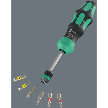 Wera kraftform kompakt 26 ra-r met etui, 6‑delig bitset (zwart groen)