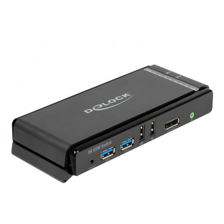 Delock displayport 1.4 kvm switch, 8k 60hz, usb 3.2 gen 1, audio kvm-switch (grijs zwart)