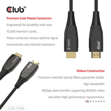 Club 3d actieve optische hdmi kabel (zwart, 100 meter)